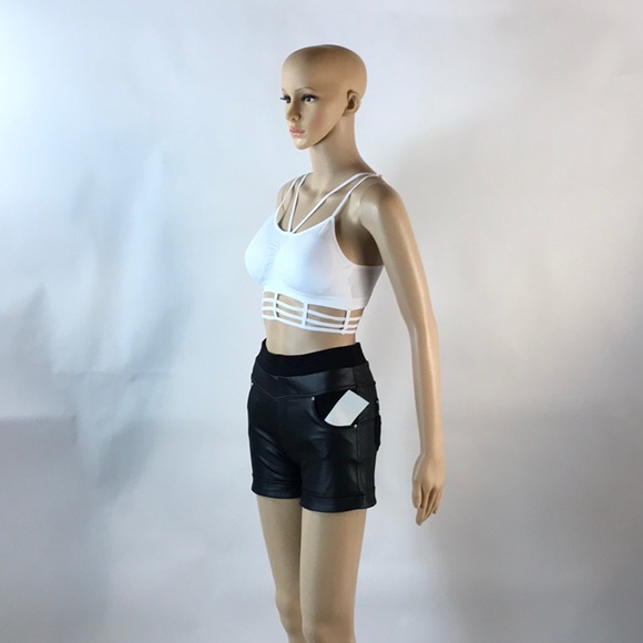 BLACK FAUX LEATHER SHORTS-PRICE FIRM - Picture 4 of 8